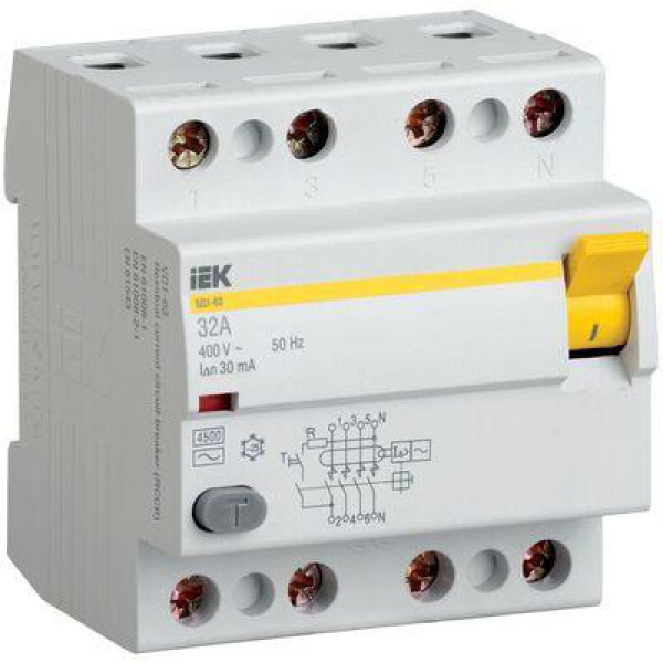 УЗО 4P/40A/30mA/AC IEK ВД1-63