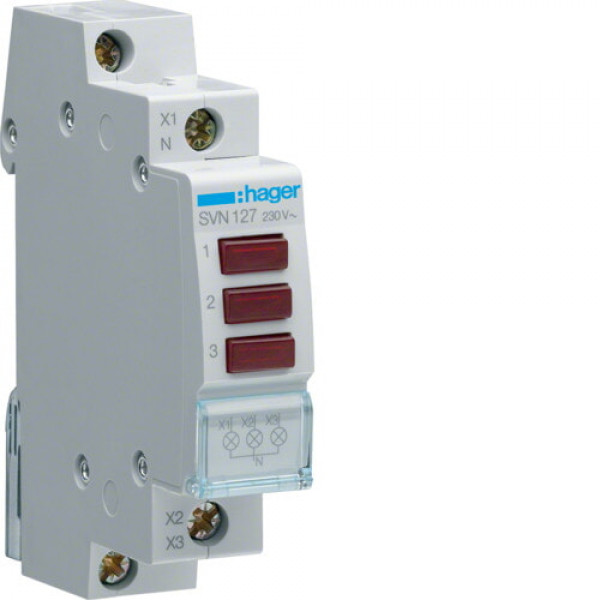 Індикатор LED червоний 3P, Hager SVN127