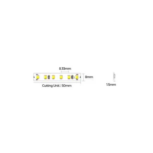 Стрічка світ 2835-120-IP20-8-24V 8.6W 5м2700К Rish