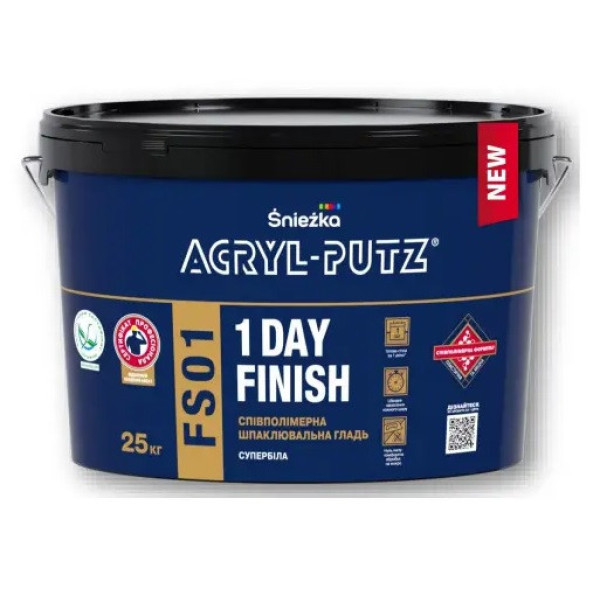 Шпаклівка Акрил-Путс 25кг 1 DAY Finish FS01- 1 DAY протерміновано
