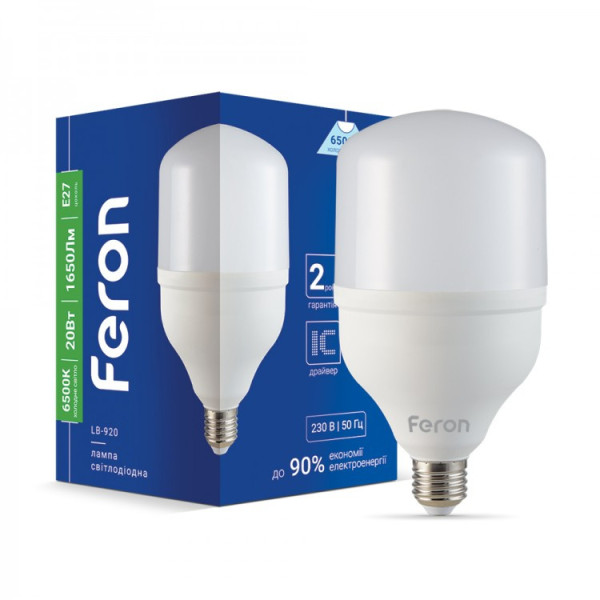 Лампа A80 20W E27 6500К Feron LB-920