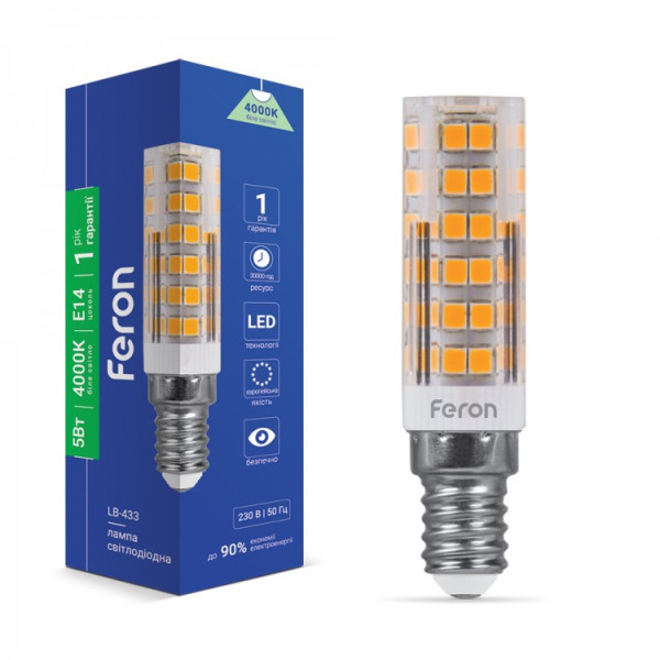 Лампа Е14 5W 4000K 220V Feron LB-433