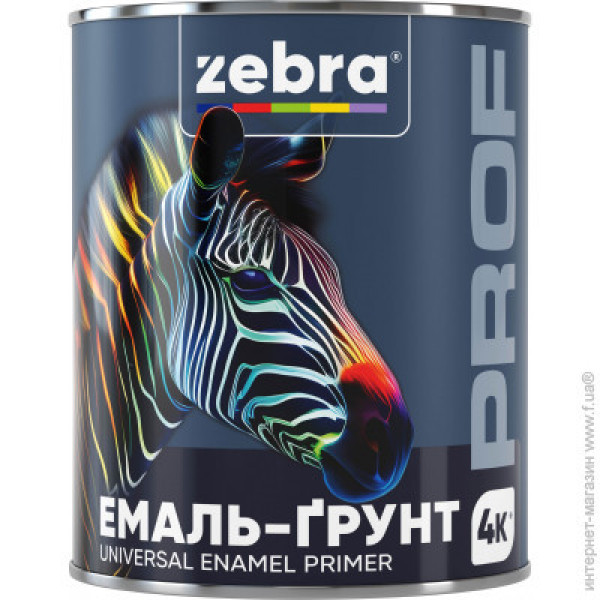 Емаль-грунт чорна 0,8кг ZEBRA PROF 090P PROF 090P ГЛЯНЦ