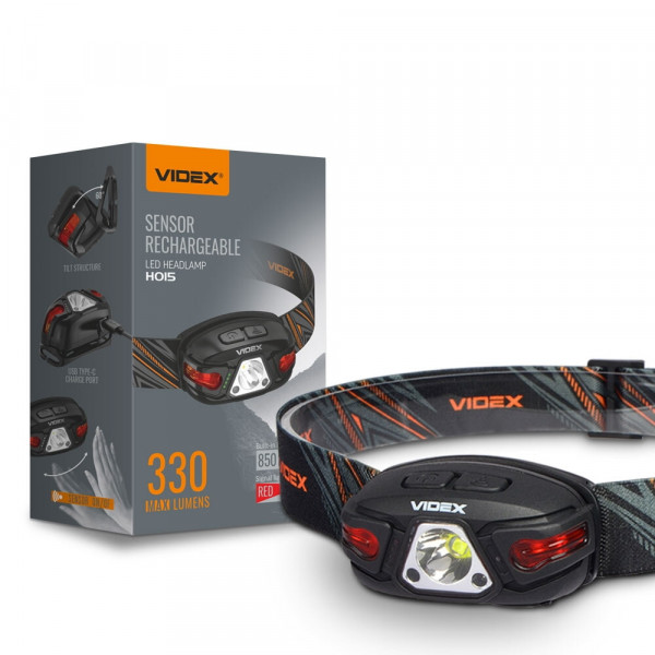 Налобний світлодіодний ліхтарик 330lm 5000K Videx оригінал