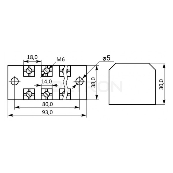 Клема гвинтова в корпусі TB6004 60A/ 4 Аско/TAKEL