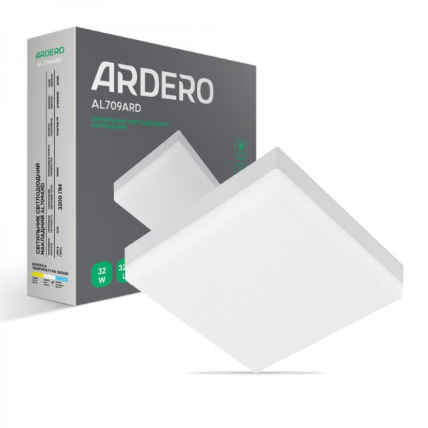 Світильник квадрат накладний 32W 3200Lm 5000K IP20 AL709ARD ARDERO