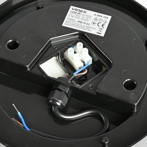 Світильник LED круг 15W 5000K чорний Videx VL-BHFR-155B