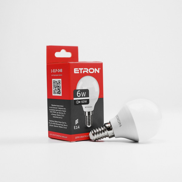 Лампа G45 6W E14 4200K ETRON 1-ELP-048