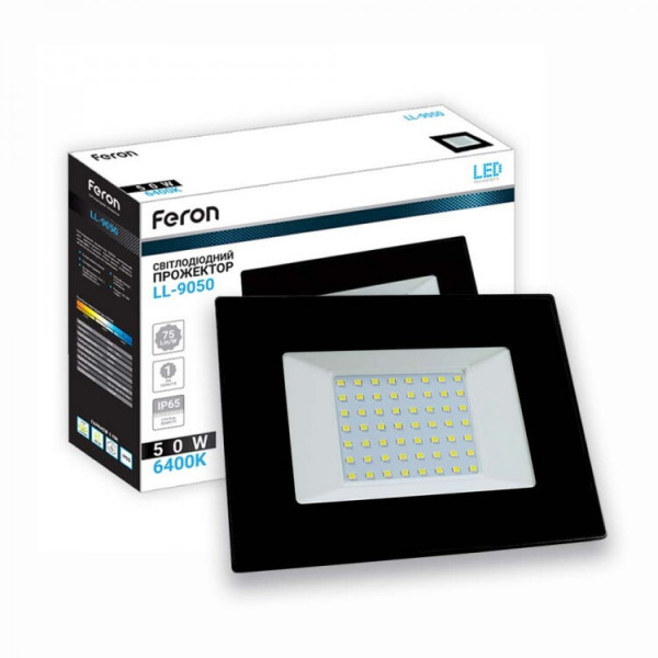 Прожектор  50W 6400K IP65 Feron чорний