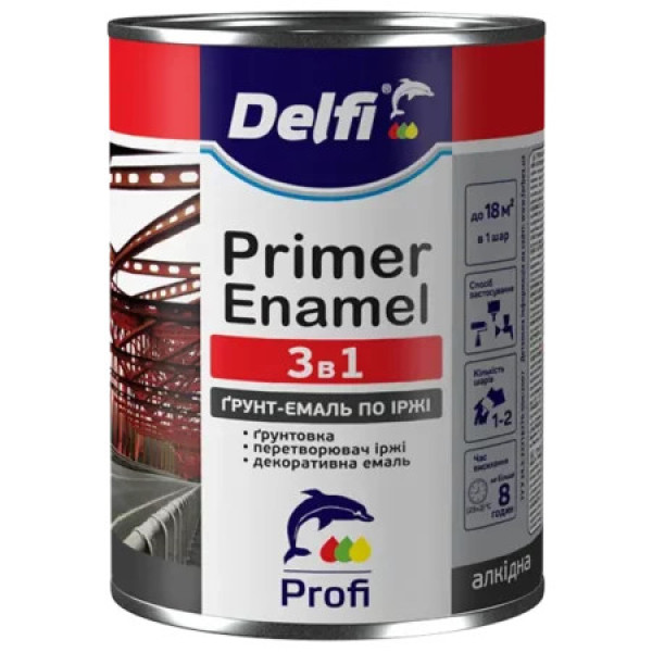 Грунт-емаль 3в1 графіт матова 2.8 кг Delfi