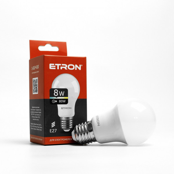 Лампа A55 8W E27 4200K ETRON 1-ELP-010