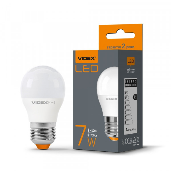 Лампа G45 7W E27 4100K Videx VL-G45e-07274