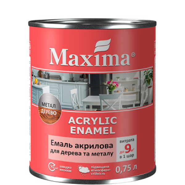 Краска акриловая 0,75 л белая глянцевая Мaxima белая гл