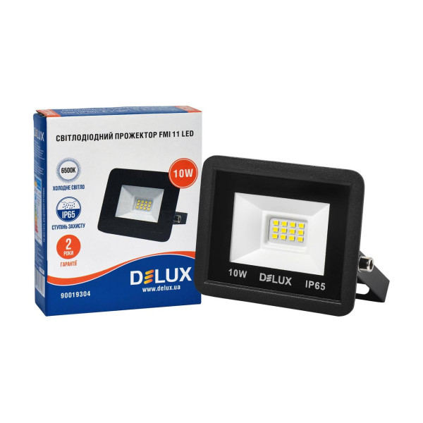 Прожектор  10W 6500K IP65 Delux чорний