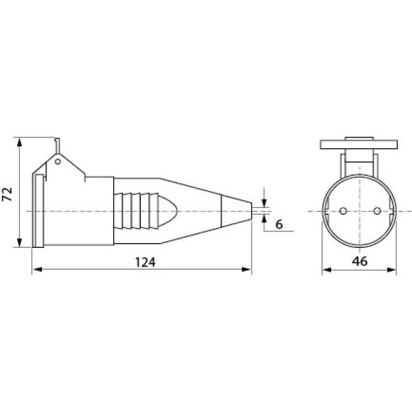 Розетка силова переносна 212 2P+PE 16A/2 220V Аско A0080030009
