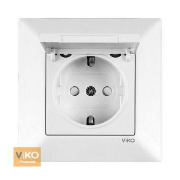 Розетка 1-а земля з кришкою VI-KO (Meridian) 90970012-WH