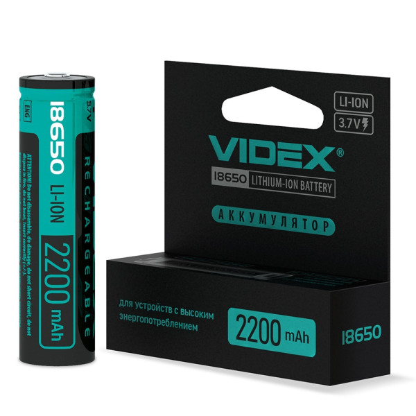 Акумулятор 18650 2200mAh 3.7V 18x65мм Захист Videx