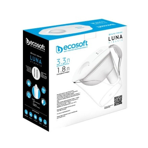 Фільтр глечик Еcosoft Luna білий 3,3л 70659