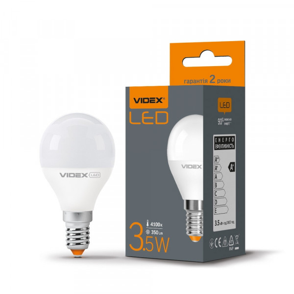 Лампа G45 3.5W E14 4100K Videx VL-G45e-35144