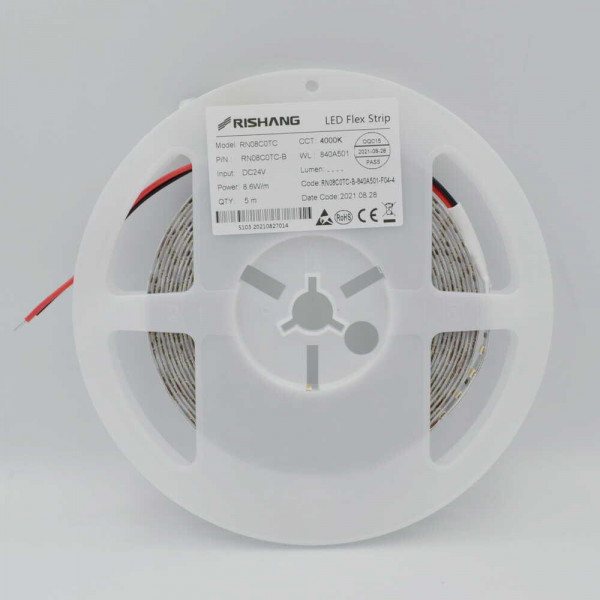 Стрічка світ 2835-120-IP33-8-24V 8.6W 5м4000К Rish