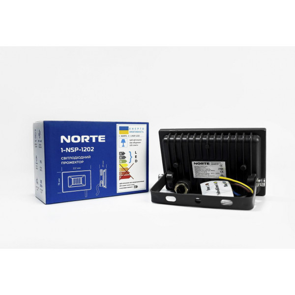 Прожектор 20W 6500K IP65 Norte чорний 1-NSP-1202