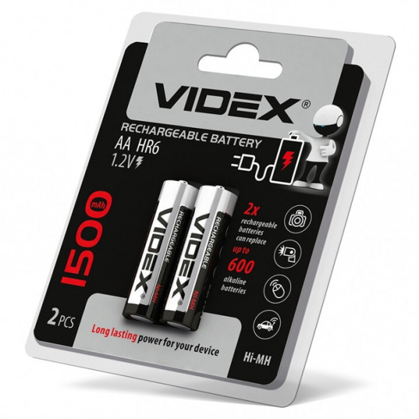 Акумулятор HR6 1500mAh 1.2V AA blister/2pcsVidex оригінал
