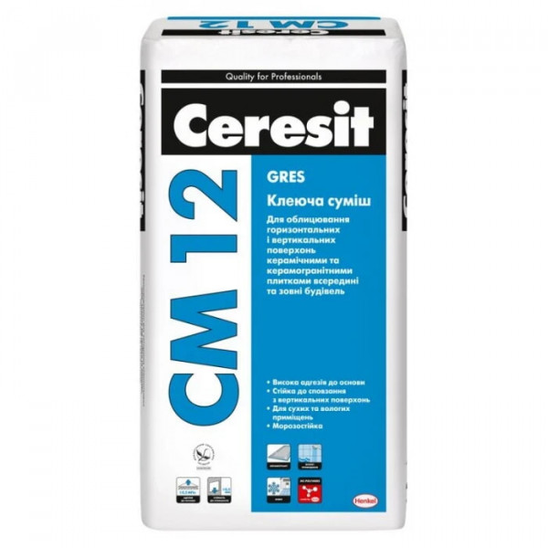 Клей для плитки 400х400мм СМ-12 GRES (25кг) CM12