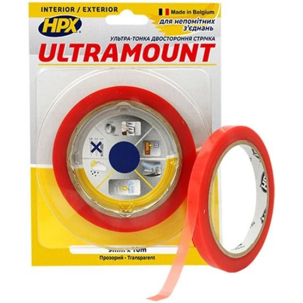 Стрічка двохстроння скотч 9мм х10м HPX ULTRA MOUNT UM0910