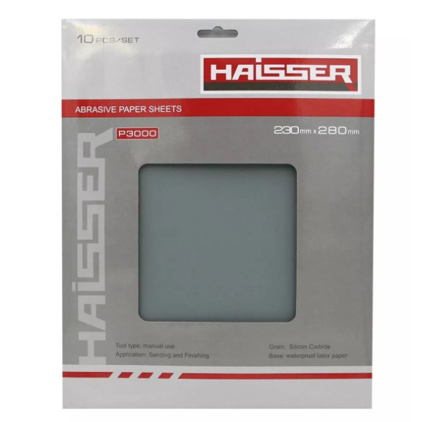 Шліфувальні аркуші 23х28см №3000 (10шт) HAISSER 5811716