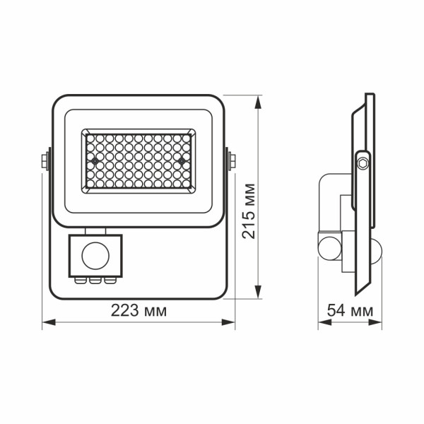 Прожектор 50W 5000K з датчиком руху та освіт Videx VL-F2е505W-S