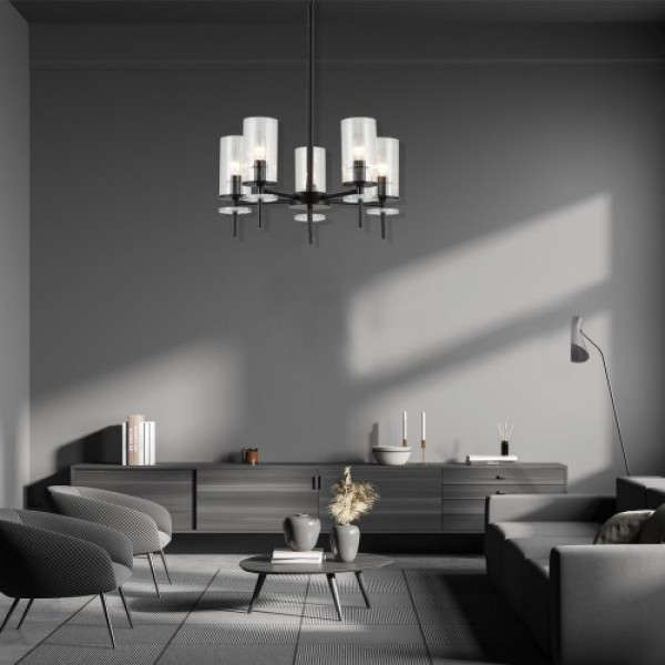 Люстра стельова BL1750-1 E14*5 450*470 чорна