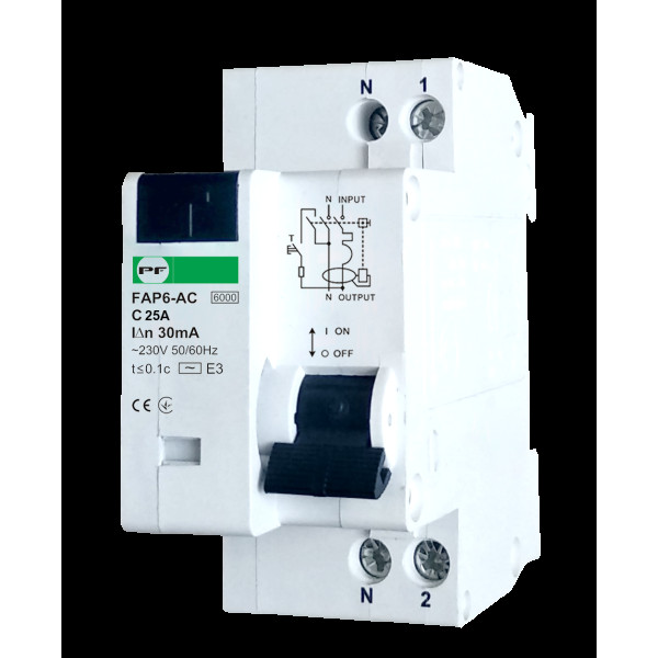 УЗО 2P/25A/С/30mA/6кА FAP6-AC Промфактор