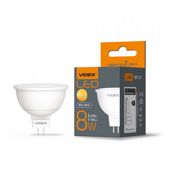 Лампа MR16 GU5.3 8W 4100K Videx VL-MR16e-08534