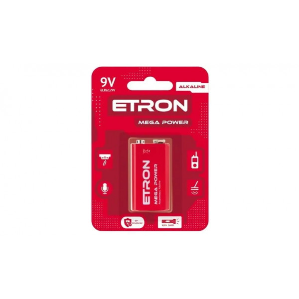 Батарейка Etron Mega 9V / 6LR61 (1шт)