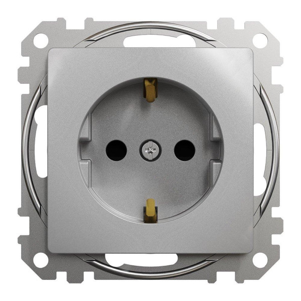 Розетка 1-а Schneider з/к з шторками алюм Sedna Design SDD113022