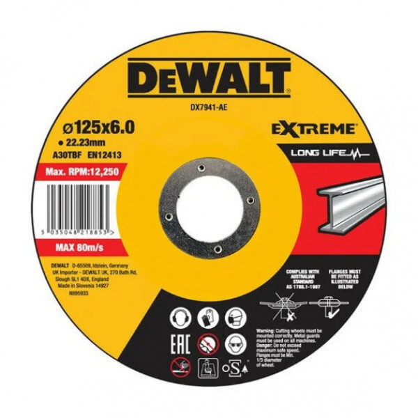 Круг зачисний по металу 125х6,0х22 DeWalt DX7941
