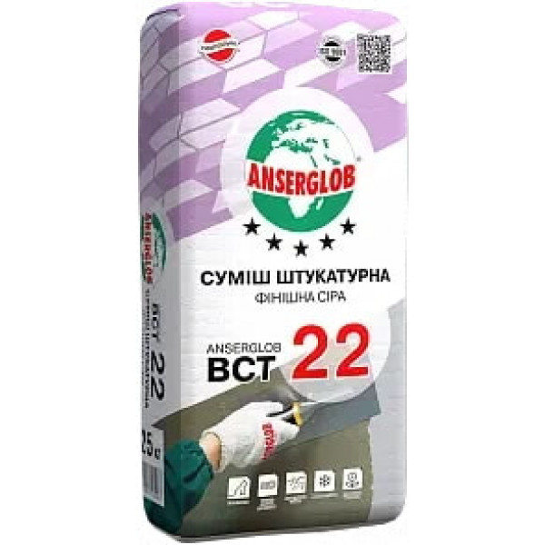 Штукатурка цементна фінішна ВСТ-22 ANSER сіра(25кг