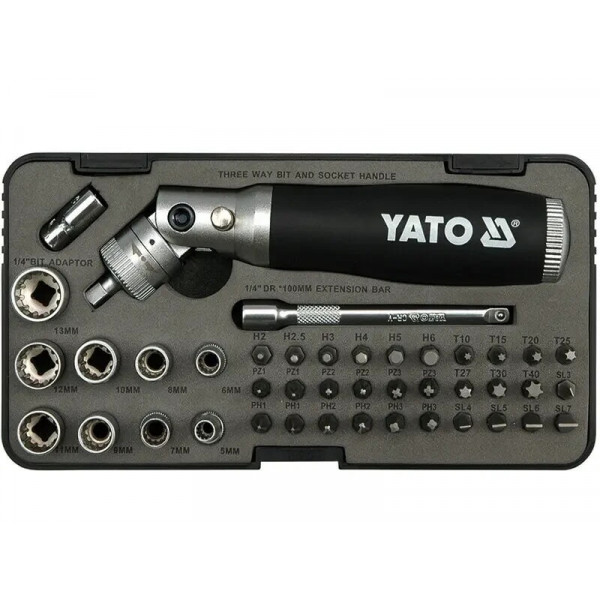 Викрутка з тріскачкою +42 насадок YATO YT-2806