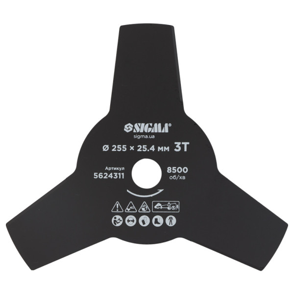 Ніж для тримера 255х25,4мм 3 зуба Sigma 5624311