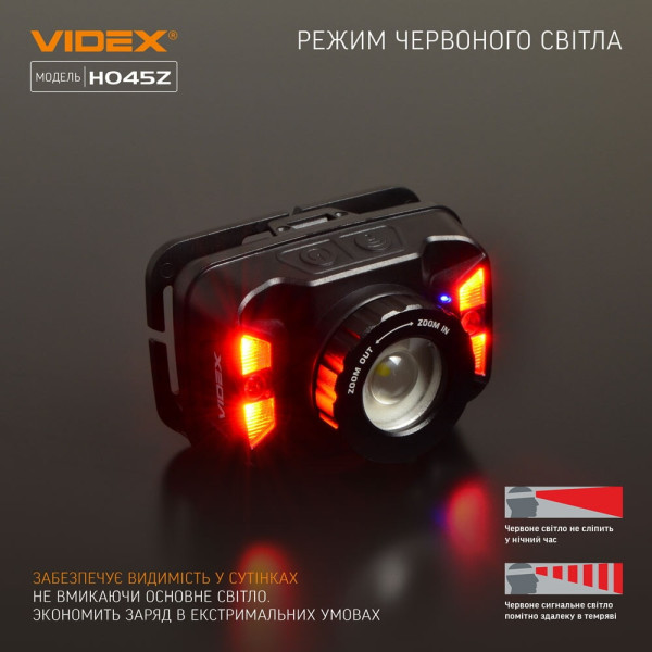 Налобний світлодіодний ліхтарик 270lm 5000K Videx оригінал