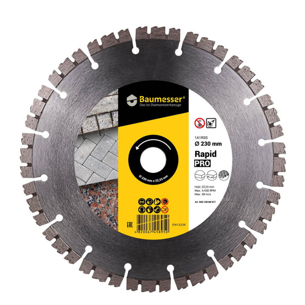Круг алмазний 230 22.2 сегмент Rapid PRO Baumes 3D