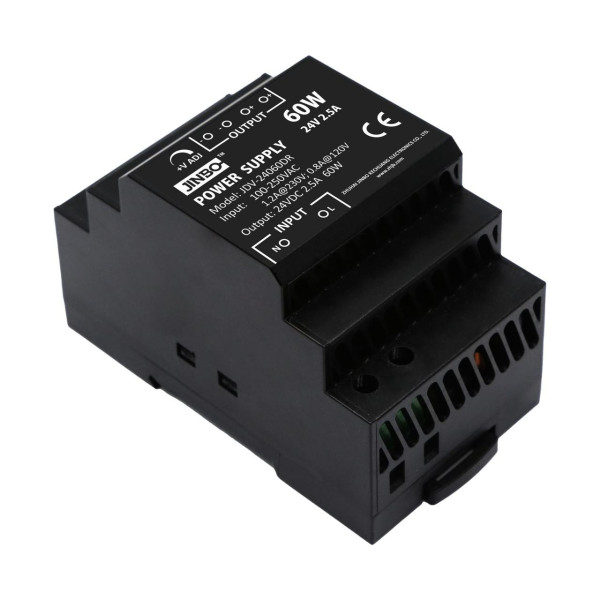 Трансформатор для свет.ленты 12V 60W на дін рейку Jinbo JDV-12060DR