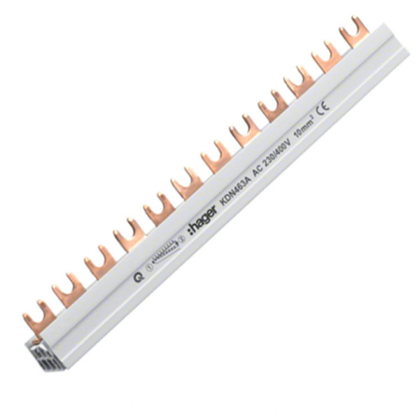 Шина з'єднувальна FORK 4P 63А (22см) Hager KDN463A