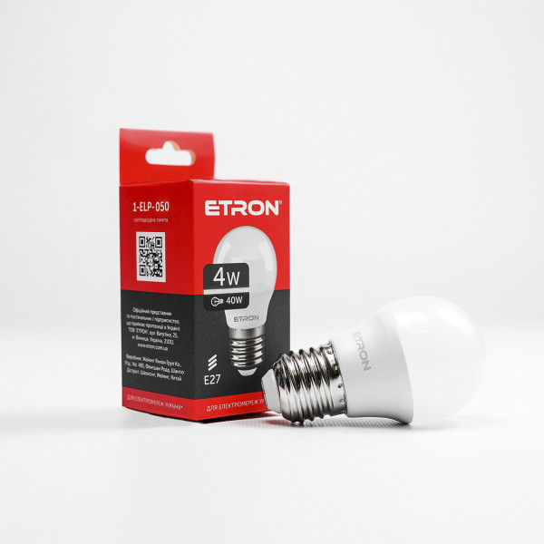 Лампа G45 4W E27 4200K ETRON 1-ELP-050