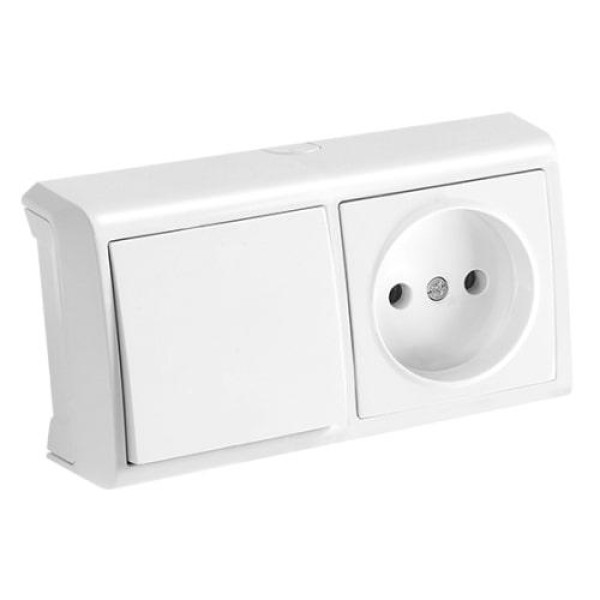 Вимикач 1-й+розетка зовнішня горизонт VI-KO (VERA) 90681186