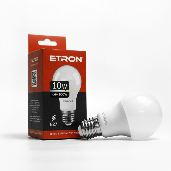 Лампа A60 10W E27 3000K ETRON 1-ELP-007