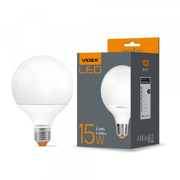 Лампа G95 15W E27 4100K Videx VL-G95e-15274