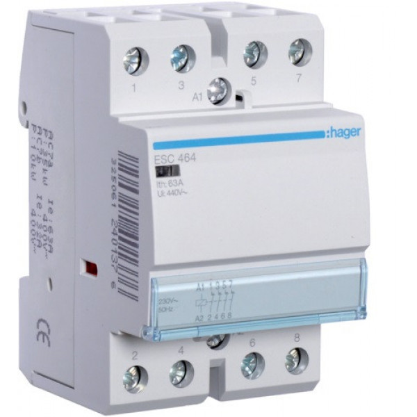 Контактор 63A 4НЗ, 230В Hager ESC464