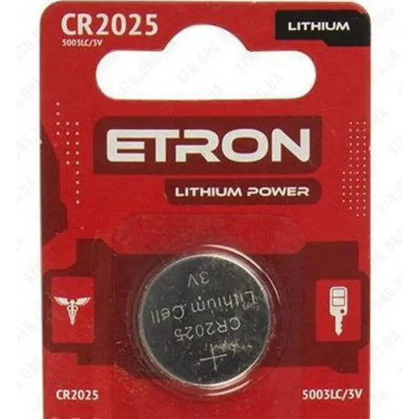 Батарейка Etron CR2025 3V (1шт) 1466