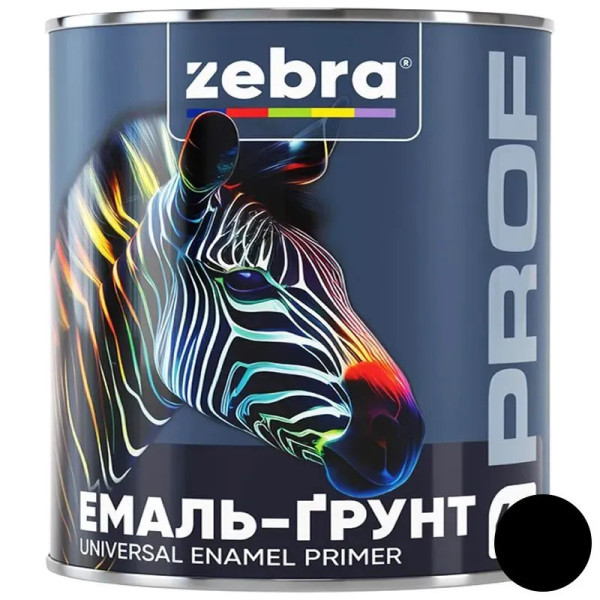 Емаль-грунт чорна 0,8кг мат ZEBRA PROF 091P PROF 091P МАТОВ